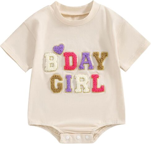 Kayotuas Half/1st Birthday Outfit Baby Boy Girl Birthday Bubble Romper Cute Embroidered Tshirt Bodysuit Short Sleeve Jumpsuit in Saudi Arabia