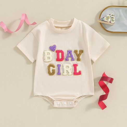 Kayotuas Half/1st Birthday Outfit Baby Boy Girl Birthday Bubble Romper Cute Embroidered Tshirt Bodysuit Short Sleeve Jumpsuit in Saudi Arabia