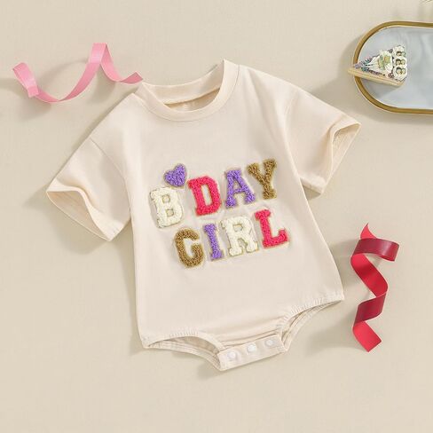 Kayotuas Half/1st Birthday Outfit Baby Boy Girl Birthday Bubble Romper Cute Embroidered Tshirt Bodysuit Short Sleeve Jumpsuit in Saudi Arabia