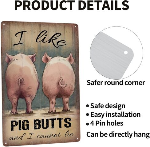 HORSESBLANKET مضحك خمر الألومنيوم معدن المشارك خنزير بأعقاب علامة ديكور خنزير معدن القصدير علامة للمزرعة مقهى المنزل بار مكتب حديقة غرفة نوم الرجعية نادي الحمام ملصق جدار الفن والديكور هدية 8 "× 12" in Saudi Arabia