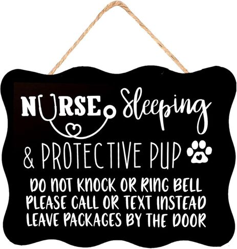 Nurse Sleeping & Protective Pup Sign -Do Not Disturb Sign-No Soliciting Sign in Saudi Arabia