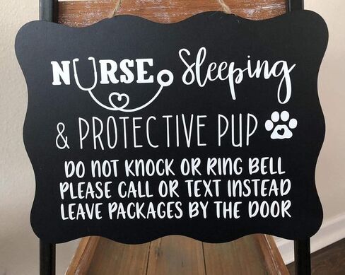 Nurse Sleeping & Protective Pup Sign -Do Not Disturb Sign-No Soliciting Sign in Saudi Arabia