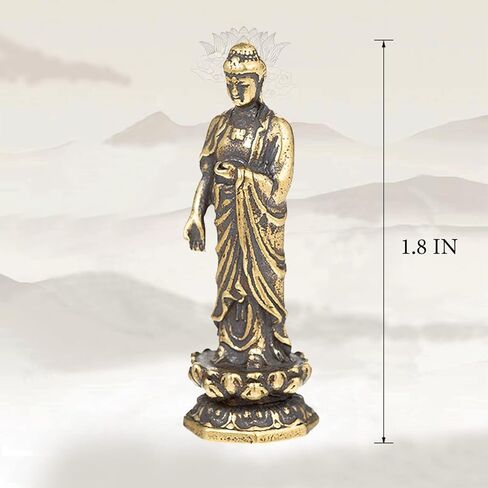 Mini Buddha Statue,Pocket Buddah Statue-Small Buddha Figurine,Zen Buda Statue,Cute Buddha Sculpture,Sitting Buddha,Meditation Meditating Buddha-Copper Bronze Buddha-Retro Style Handmade for Home Decor in Kuwait