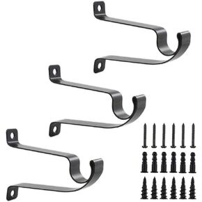 3 PCS Adjustable Distance Curtain Rod Bracket, ULIFESTAR Heavy Duty Single Hole Curtain Rod Hooks, Drapery Rod Bracket Set, Metal Blinds Hang Curtains Rod Holder with Screw Pack Brown 19mm/0.75 in