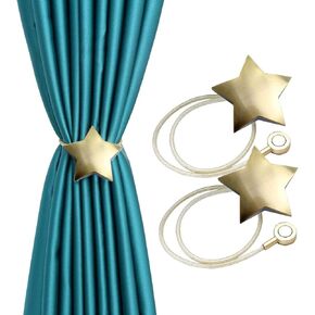 YYC زوج واحد من ستائر مغناطيسية على شكل نجمة من YYC، حامل ستائر بإبزيم للديكور (ذهبي) in Kuwait