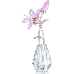 H&D HYALINE & DORA Crystal Calla Lily Flower Figurine Collectible Wedding Bouquets with Crystal Vase for Home Wedding Party Decor, Blue Flower with Sliver Metal Stem in Kuwait