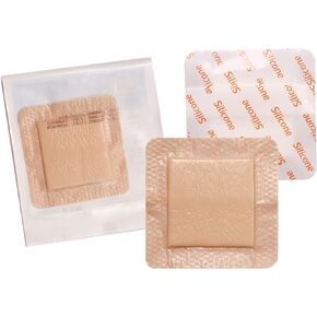 Silicone Foam Dressing,Border Adhesive 4"x4" Waterproof Wound Dressing Bandage for Bedsore Sacrum Wound Care, Painless Removal High Absorbency 5 Pack