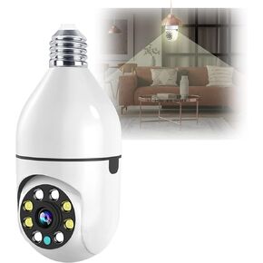 كاميرا Homisogi Light Bulb، كاميرا لاسلكية 360 درجة، دقة عالية 2 ميجابكسل خارجية/داخلية، مع رؤية ليلية ملونة، صوت ثنائي الاتجاه، كشف الحركة، منبه، متوافق مع Alexa، للأطفال/الحيوانات الأليفة/المربية/كبار السن/المنزل in Kuwait