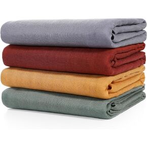 LITTLE SPUD Receiving Blankets, 47 * 47 Inch Swaddle Blankets for Unisex Babies, Super Soft Natural Cotton and Bamboo Blanket for Newborns, 4 Pack, Sunset Set