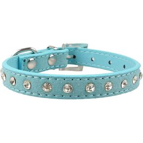 Haoyueer Cute Dazzling Sparkling Elegant Fancy Suede Leather 1 Rows Bling Rhinestone Crystal Jeweled Small Pet Cat Dog Puppy Collar(Purple,M) in Saudi Arabia