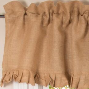 Primitive Home Decors Burlap Single Ruffle 72" x 16" Jute Burlap Valance in Kuwait