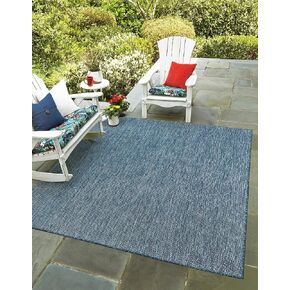 Rugs.com Outdoor Solid Collection Rug – 6 Ft Runner Aquamarine Flatweave Rug Perfect for Hallways, Entryways in Kuwait
