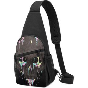 JEKYDOSD Sugar Skull and Flowers Printed Sling Backpack,Travel Hiking Shoulder Bag Men's Casual Chest Bag in Saudi Arabia
