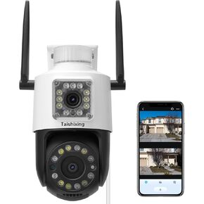 كاميرا Taishixing الأمنية الخارجية، كاميرا خارجية ذات عدسة مزدوجة، نظام كاميرا أمان/إمالة 355 درجة مع تتبع الحركة، صوت ثنائي الاتجاه، إنذار صفارات الإنذار، رؤية ليلية ملونة، تخزين سحابي مجاني in Kuwait
