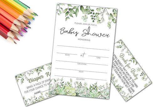 Baby Shower Invitation Kit, Diaper Raffle Games, Books For Baby, Boho Dream Catcher Baby Gender Reveal Fill In Invites Cards, Each Design 25 Cards & 25 Envelopes （A Total of 100 set）- BABYSET-014 in Kuwait