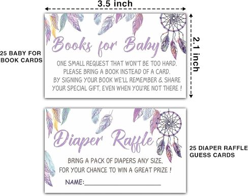 Baby Shower Invitation Kit, Diaper Raffle Games, Books For Baby, Boho Dream Catcher Baby Gender Reveal Fill In Invites Cards, Each Design 25 Cards & 25 Envelopes （A Total of 100 set）- BABYSET-014 in Kuwait