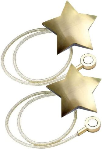 YYC زوج واحد من ستائر مغناطيسية على شكل نجمة من YYC، حامل ستائر بإبزيم للديكور (ذهبي) in Kuwait