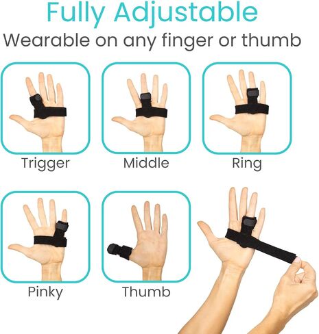 Vive Trigger Finger Splint Brace - Middle, Pinky, Pointer, Ring and Thumb Support - Palm Strap Included - Straighten Curved or Broken Fingers - Adjustable, Breathable Fit - Aluminum Pain Relief Guard in Saudi Arabia