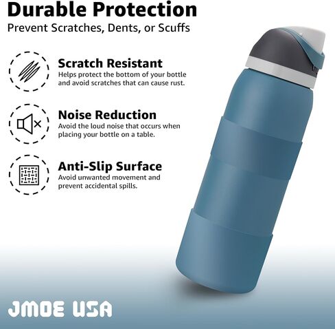 كم حذاء من السيليكون من Jmoe USA + مقبض يد لزجاجة مياه Owala سعة 40 مل | مطاط سيليكون خالٍ من مادة BPA ومخصص للطعام | غطاء مصد سفلي واقٍ مضاد للانزلاق | يحمي من الخدوش والخدوش (الدنيم) in Kuwait