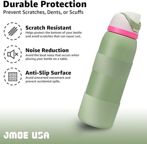 كم حذاء من السيليكون من Jmoe USA + مقبض يد لزجاجة مياه Owala سعة 40 مل | مطاط سيليكون خالٍ من مادة BPA ومخصص للطعام | غطاء مصد سفلي واقٍ مضاد للانزلاق | يحمي من الخدوش والخدوش (الدنيم) in Kuwait