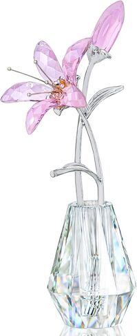 H&D HYALINE & DORA Crystal Calla Lily Flower Figurine Collectible Wedding Bouquets with Crystal Vase for Home Wedding Party Decor, Blue Flower with Sliver Metal Stem in Kuwait