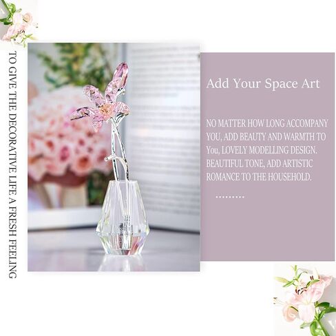 H&D HYALINE & DORA Crystal Calla Lily Flower Figurine Collectible Wedding Bouquets with Crystal Vase for Home Wedding Party Decor, Blue Flower with Sliver Metal Stem in Kuwait