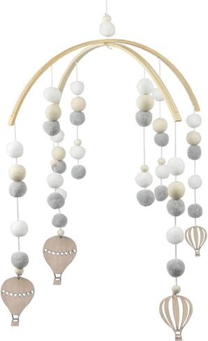 Crib Mobile Neutral Crib Mobile Handmade Felt Ball Mobile Nursery Cot Mobile Ceiling Mobile for Girls Room Nursery Decor Deep-Pink Leaf in Saudi Arabia