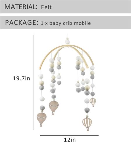 Crib Mobile Neutral Crib Mobile Handmade Felt Ball Mobile Nursery Cot Mobile Ceiling Mobile for Girls Room Nursery Decor Deep-Pink Leaf in Saudi Arabia