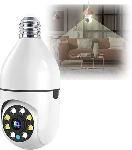 كاميرا Homisogi Light Bulb، كاميرا لاسلكية 360 درجة، دقة عالية 2 ميجابكسل خارجية/داخلية، مع رؤية ليلية ملونة، صوت ثنائي الاتجاه، كشف الحركة، منبه، متوافق مع Alexa، للأطفال/الحيوانات الأليفة/المربية/كبار السن/المنزل in Kuwait