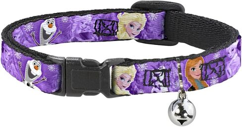 Buckle-Down Breakaway Cat Collar - Frozen Anna/Elsa/Olaf Poses/Scenes Purples - 1/2" Wide - Fits 8-12" Neck - Medium in Saudi Arabia