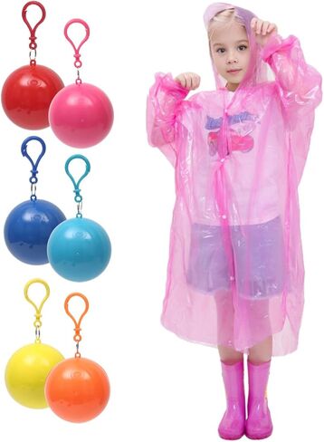 برينهيل بونشو مطر للاستعمال مرة واحدة للاطفال، مغلفة بشكل فردي، معاطف مطر بلاستيكية شفافة، بونشو طوارئ in Kuwait