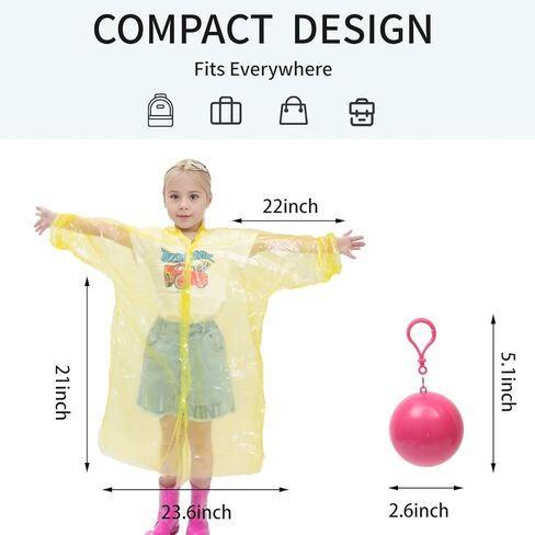 برينهيل بونشو مطر للاستعمال مرة واحدة للاطفال، مغلفة بشكل فردي، معاطف مطر بلاستيكية شفافة، بونشو طوارئ in Kuwait