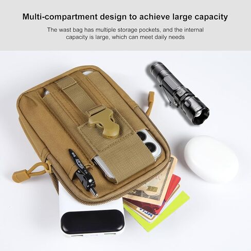 HAWEEL التكتيكية الخصر الحقيبة فائدة EDC مول الخصر حزام حقيبة الهاتف الحقيبة الحافظة محفظة حمل مقسم حقيبة للهواتف الذكية ، أدوات in Kuwait