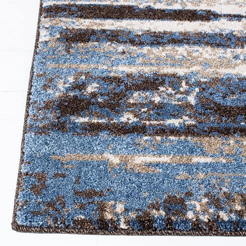 سجادة SAFAVIEH Retro Collection Accent - 2'3" x 5'، كريمي وأزرق، تصميم تجريدي حديث، لا يتساقط ويسهل العناية به، مثالي للمناطق ذات حركة المرور العالية في المدخل، وغرفة المعيشة، وغرفة النوم (RET2138-1165) in Kuwait