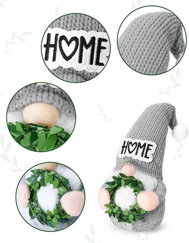 Upltowtme Farmhouse Crochet Gnomes Blessed Home Swedish Tomte Gnomes with Greenery Stuffed Heart for Christmas Decorations Rustic Housewarming Gifts for Women in Kuwait