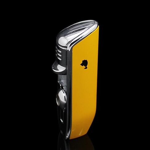 Cigar Lighter, Yellow Triple 3 Jet Flame Refillable Butane Torch Lighter with Punch in Saudi Arabia