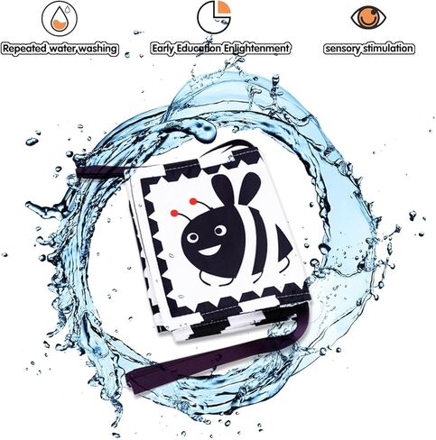 كتب باللونين الأبيض والأسود ألعاب أطفال عالية التباين، بطاقات أطفال باللونين الأبيض والأسود من عمر 0 ​​إلى 6 أشهر للأطفال الرضع على شكل كتاب قماشي لوقت البطن، كتاب قماشي للأنشطة التعليمية قابل للطي مناسب للأولاد والبنات والأطفال الصغار in Kuwait