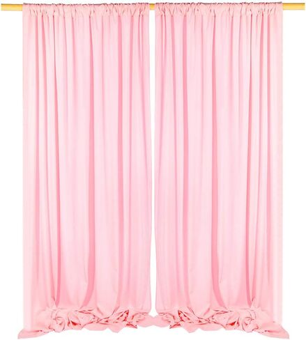 SHERWAY 2 ألواح 12 سم × 3.8 متر وردي سميك من الساتان لحفلات الزفاف، ستائر نوافذ غير شفافة لتزيين الحفلات in Kuwait