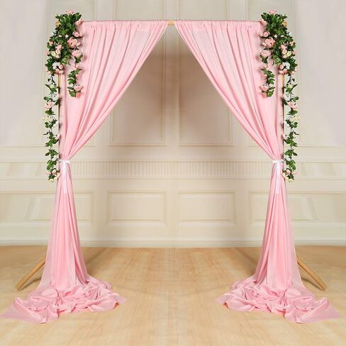 SHERWAY 2 ألواح 12 سم × 3.8 متر وردي سميك من الساتان لحفلات الزفاف، ستائر نوافذ غير شفافة لتزيين الحفلات in Kuwait