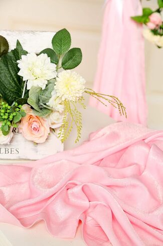 SHERWAY 2 ألواح 12 سم × 3.8 متر وردي سميك من الساتان لحفلات الزفاف، ستائر نوافذ غير شفافة لتزيين الحفلات in Kuwait