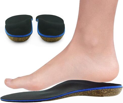 نعال داخلية من الفلين، نعال داخلية لتقويم العظام، تدعم قوس القدم بالكامل، حشوات أحذية كاملة الطول (أسود، للنساء 7-7.5) in Kuwait