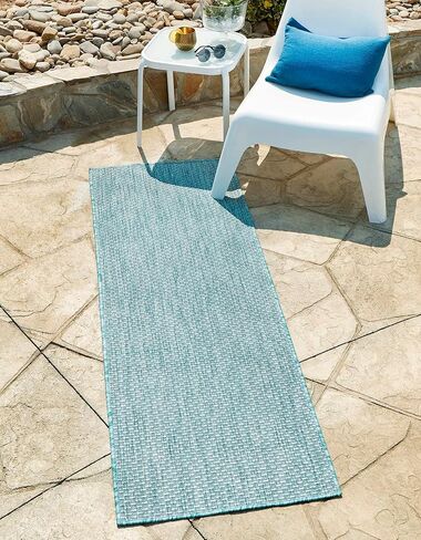 Rugs.com سجادة مجموعة صلبة للأماكن الخارجية - سجادة مسطحة من الزبرجد بطول 6 أقدام مثالية للممرات والمداخل in Kuwait