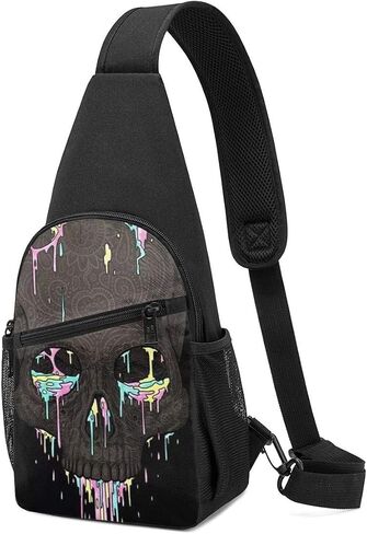 Sugar Horror Skull Printed Sling Backpack,Travel Hiking Shoulder Bag Men's Casual Chest Bag in Saudi Arabia