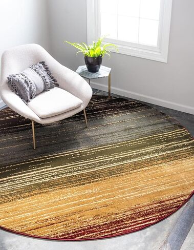 Unique Loom Barista Collection Area Rug - Mundo Nova (6' 1" Round, Beige/Blue) in Saudi Arabia