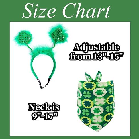 Dog St. Patrick's Day Costume Pet Clover Headband and Puppy St. Patrick's Day Bandanas Cat Classic Plaid Accessories (Green) in Kuwait