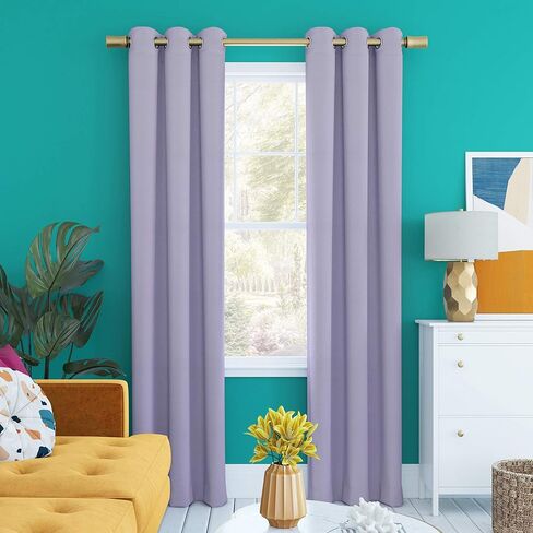 Sun Zero Halton Bright Vibes Total Blackout Grommet Curtain Panel, 40" x 63", Lavender in Saudi Arabia