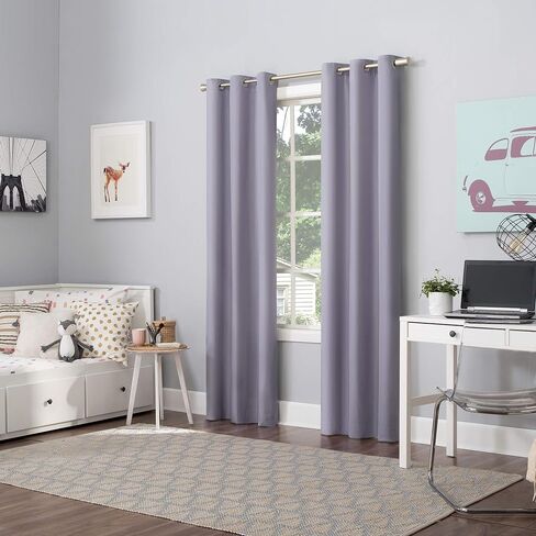 Sun Zero Halton Bright Vibes Total Blackout Grommet Curtain Panel, 40" x 63", Lavender in Saudi Arabia