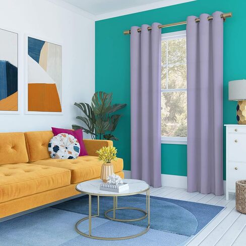 Sun Zero Halton Bright Vibes Total Blackout Grommet Curtain Panel, 40" x 63", Lavender in Saudi Arabia