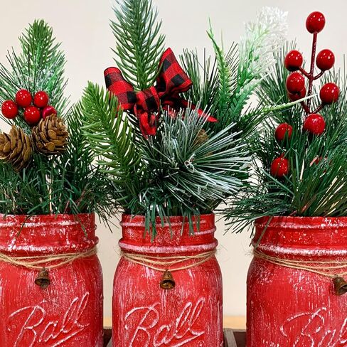 COCOBOO 40pcs Christmas Red Berries Picks Artificial Red Berry Stems for Christmas Tree Decorations Crafts Wedding Holiday Crafts Winter Décor Home Decor in Kuwait