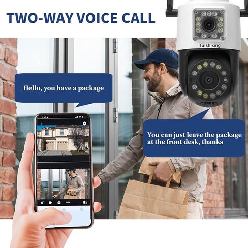 كاميرا Taishixing الأمنية الخارجية، كاميرا خارجية ذات عدسة مزدوجة، نظام كاميرا أمان/إمالة 355 درجة مع تتبع الحركة، صوت ثنائي الاتجاه، إنذار صفارات الإنذار، رؤية ليلية ملونة، تخزين سحابي مجاني in Kuwait